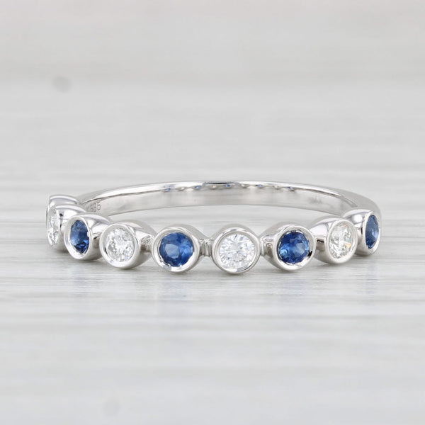 New .32ctw Sapphire Diamond Stackable Ring 14k White Gold Size 7 Stacking Band