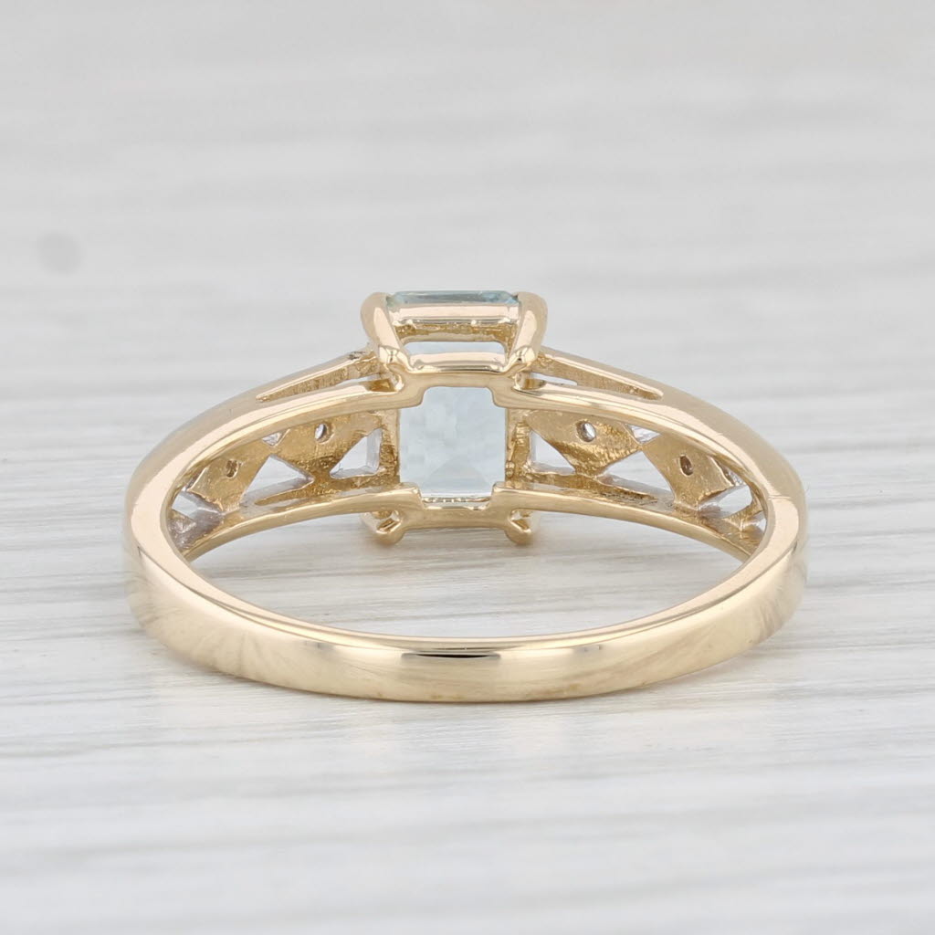 Light Gray 0.75ct Aquamarine Solitaire Ring 14k Yellow Gold Size 7 Diamond Accents