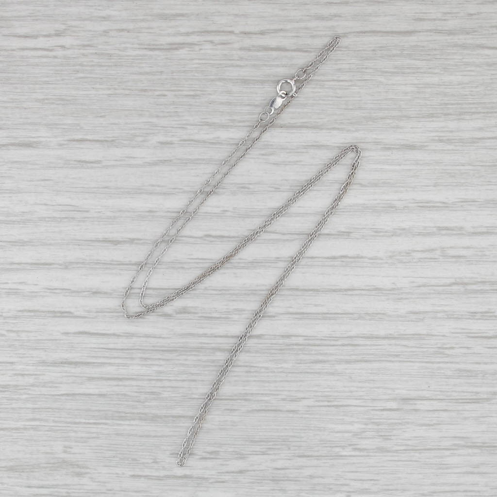 19.5" 1mm Fine Rope Chain Necklace 14k White Gold