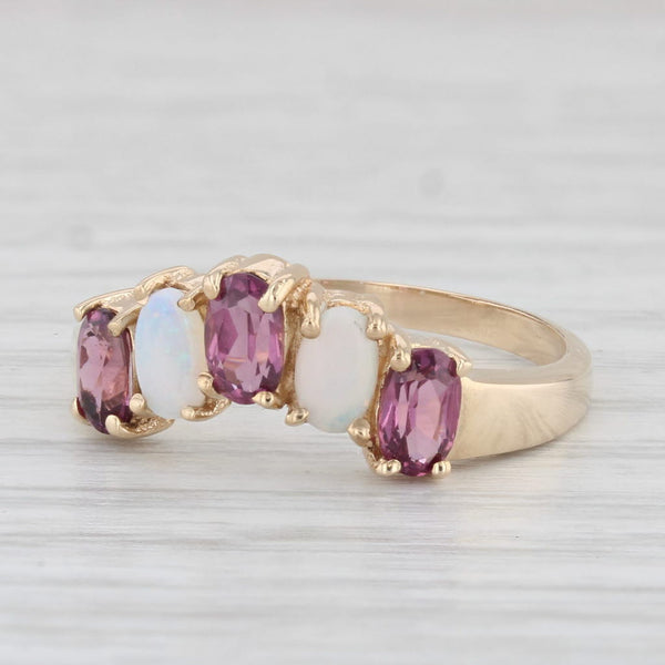 Garnet Opal Contoured V Ring 10k Yellow Gold Size 7.75 Stackable Guard