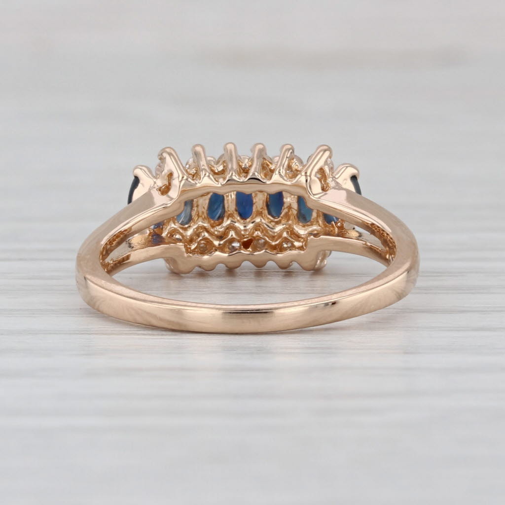 0.86ctw Blue Sapphire Diamond Ring 18k Yellow Gold Size 7
