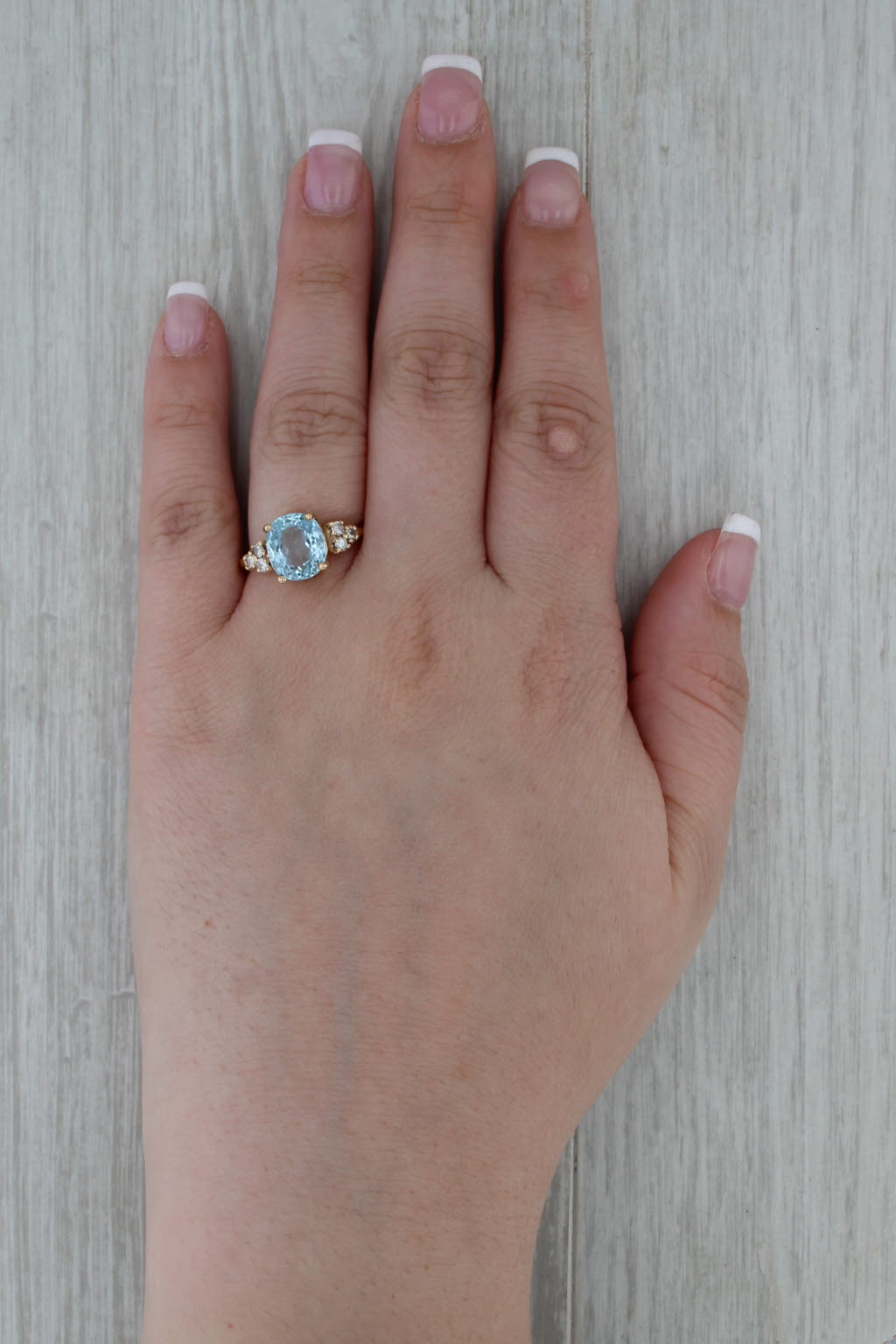 3.23ctw Aquamarine Diamond Ring 14k Yellow Gold Size 8