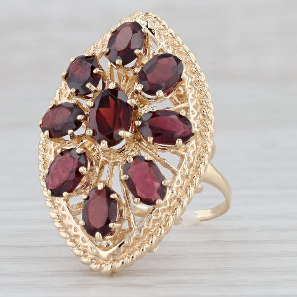 Light Gray 5.50ctw Garnet Cluster Cocktail Ring 14k Yellow Gold Size 6.5
