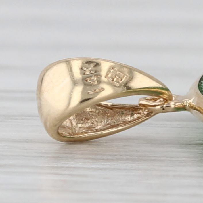 Green Quartzite Hololith Pendant 14k Yellow Gold Circle Drop