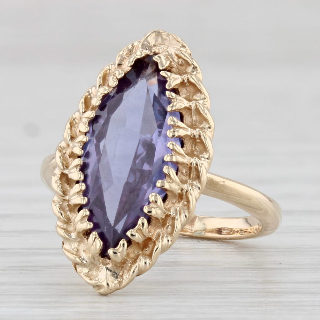 Light Gray 2.30ct Lab Created Purple Sapphire Marquise Solitaire Ring 10k Yellow Gold