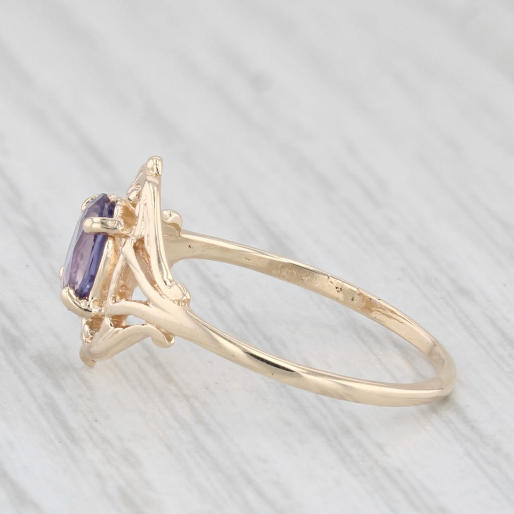 Light Gray 0.66ct Lab Created Purple Sapphire Ring 10k Yellow Gold Size 5.75 Oval Solitaire