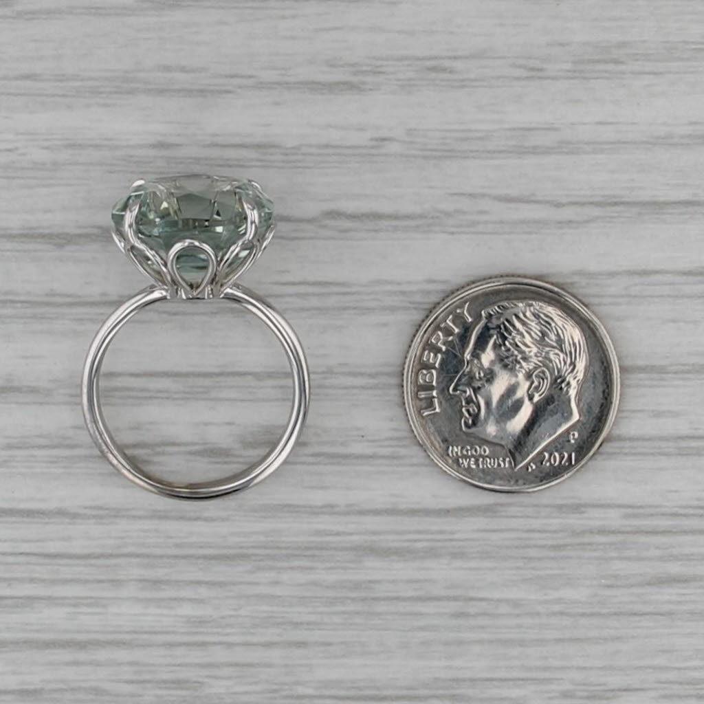 Tiffany Prasiolite Green Amethyst Ring w/ Box Sterling Silver Size 5.25