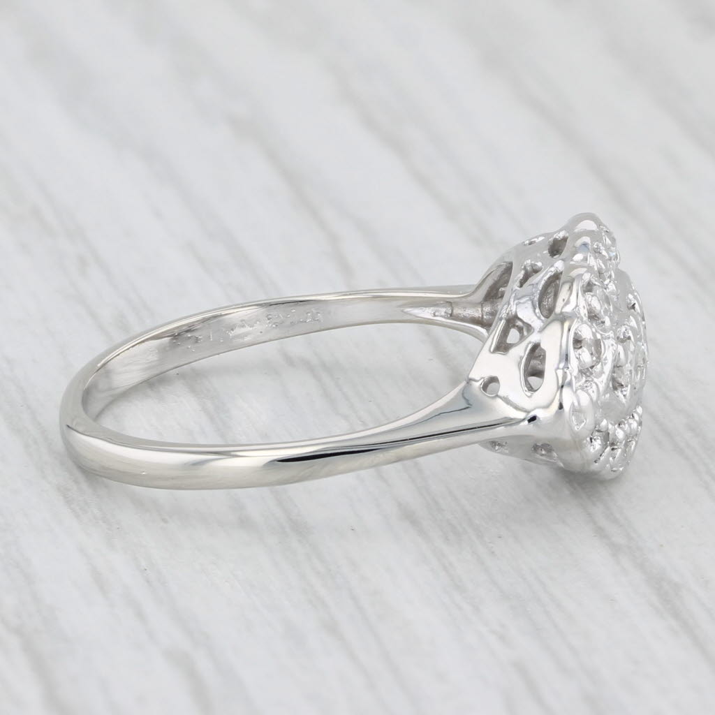 Light Gray Vintage 0.20ctw Diamond Princess Ring 14k White Gold Size 6.75