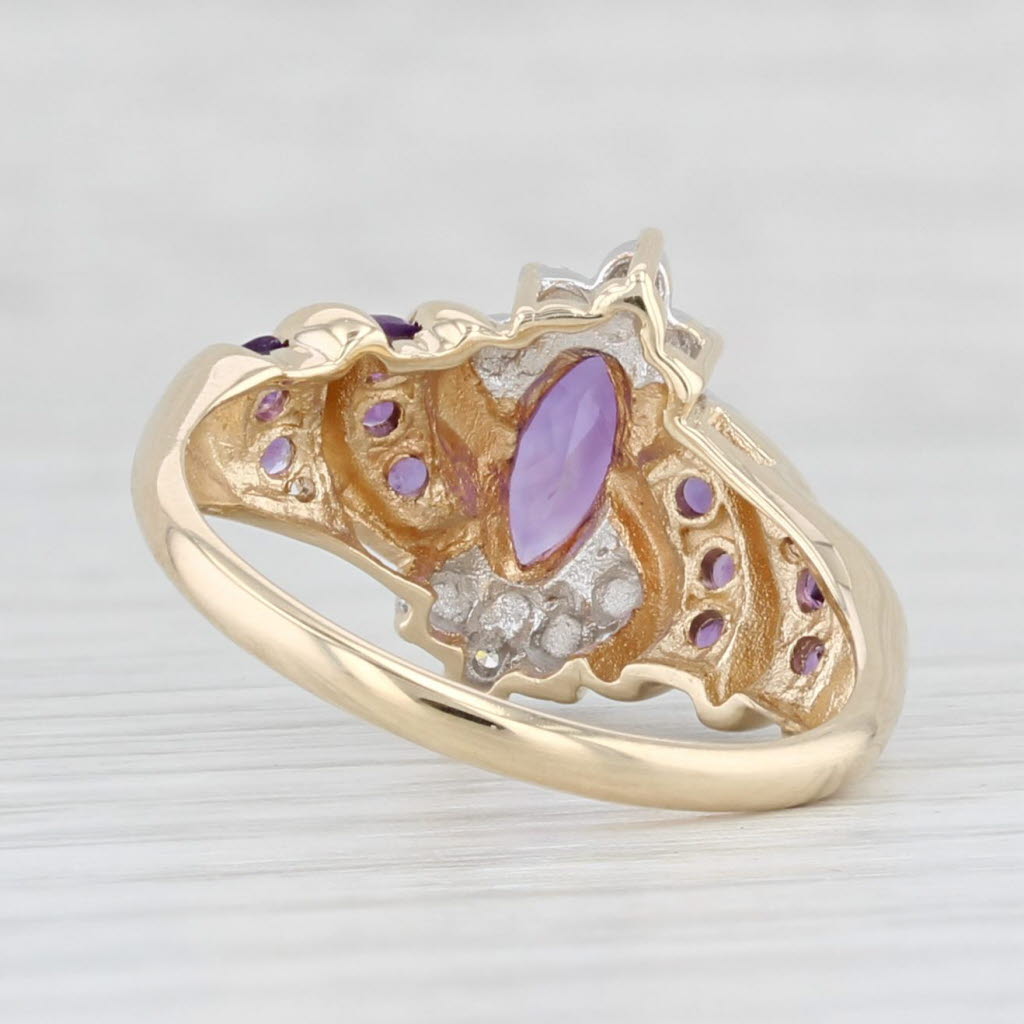 Light Gray 0.85ctw Amethyst Diamond Ring 10k Yellow Gold Size 7.25