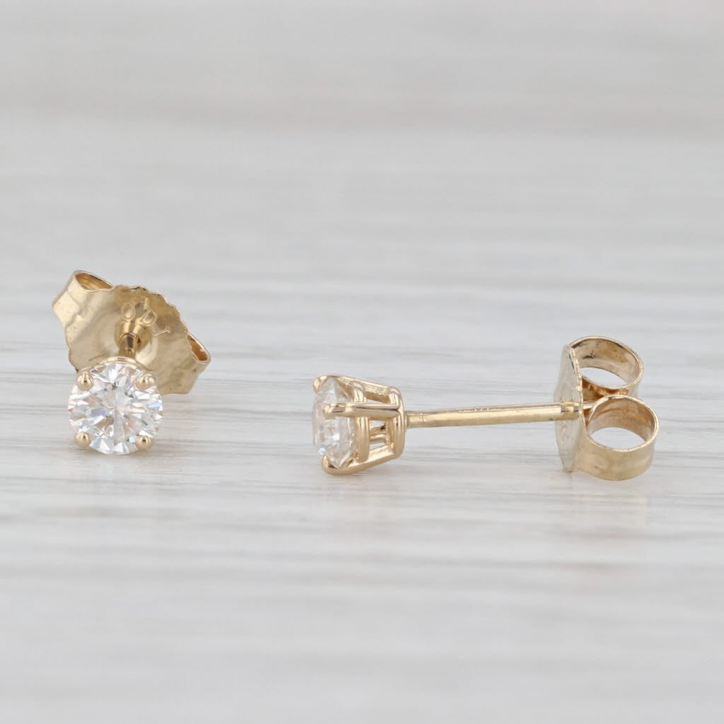 Light Gray 0.35ctw Diamond Round Brilliant Solitaire Stud Earrings 14k Yellow Gold