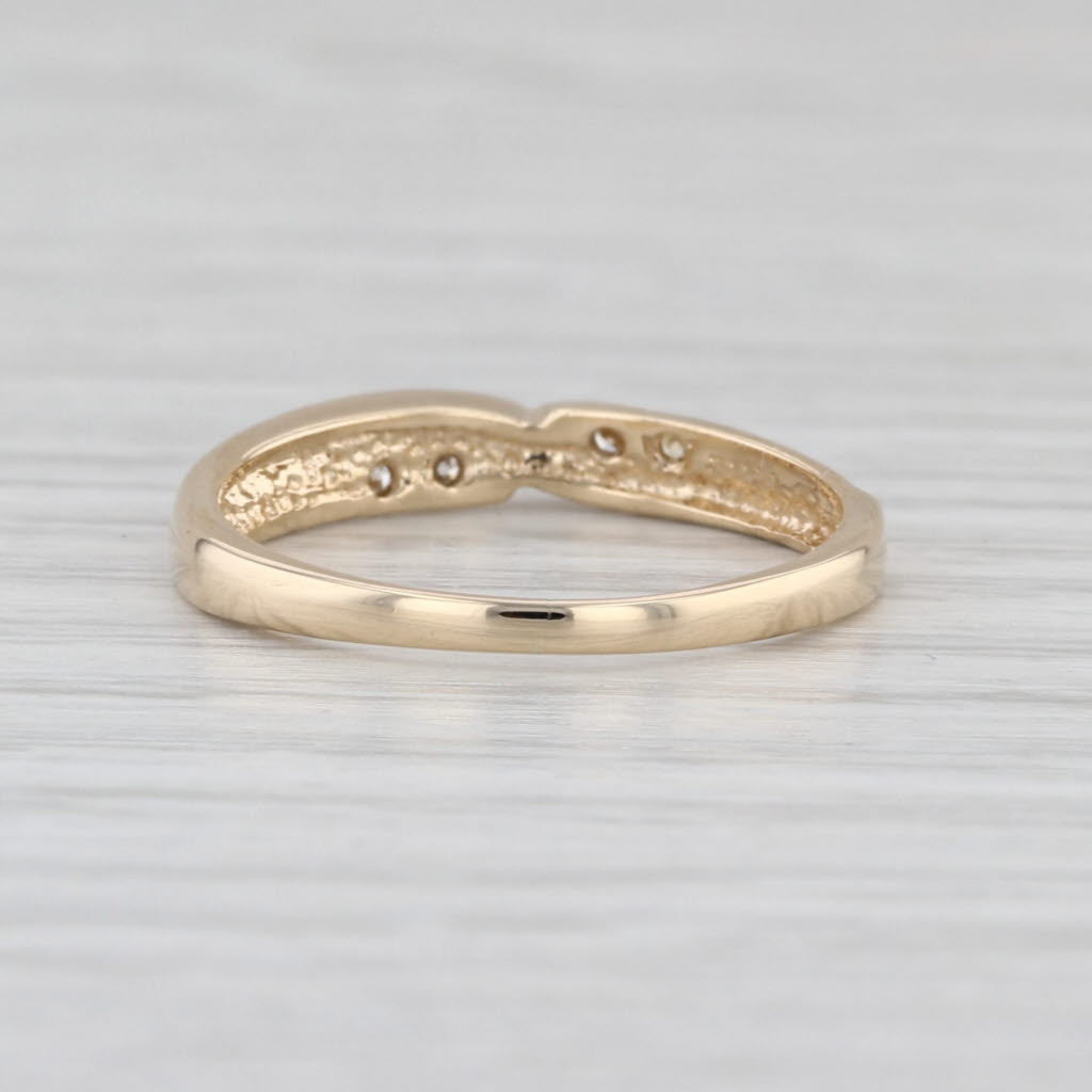 Diamond Crossover Wedding Band 14k Yellow Gold Size 7 Stackable Ring
