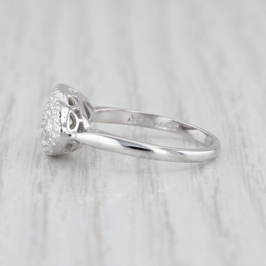 Vintage Diamond Princess Ring Heart Accents 14k White Gold Size 6