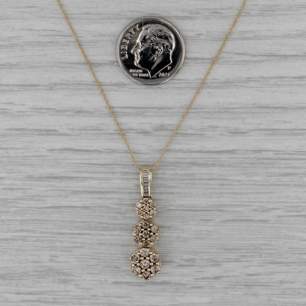 0.77ctw Diamond Clusters Journey Pendant Necklace 10k Yellow Gold 18.25"