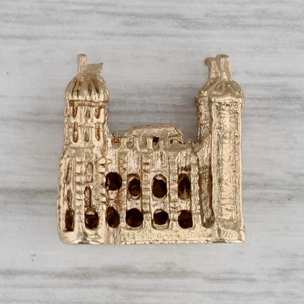 Gray Vintage Tower of London Charm 9k Gold British Souvenir Figurine Pendant AS IS