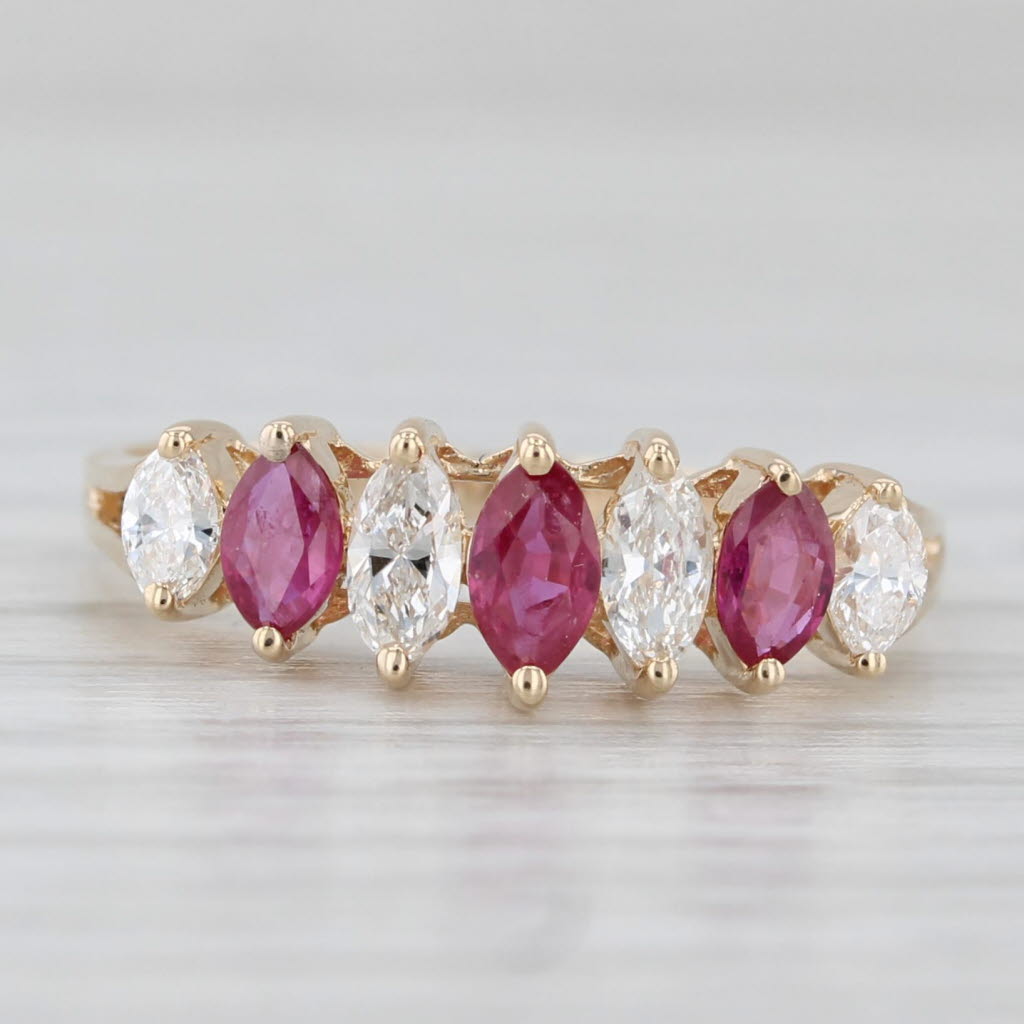 Light Gray 0.71ctw Ruby Diamond Tiered Pyramid Ring 14k Yellow Gold Size 6