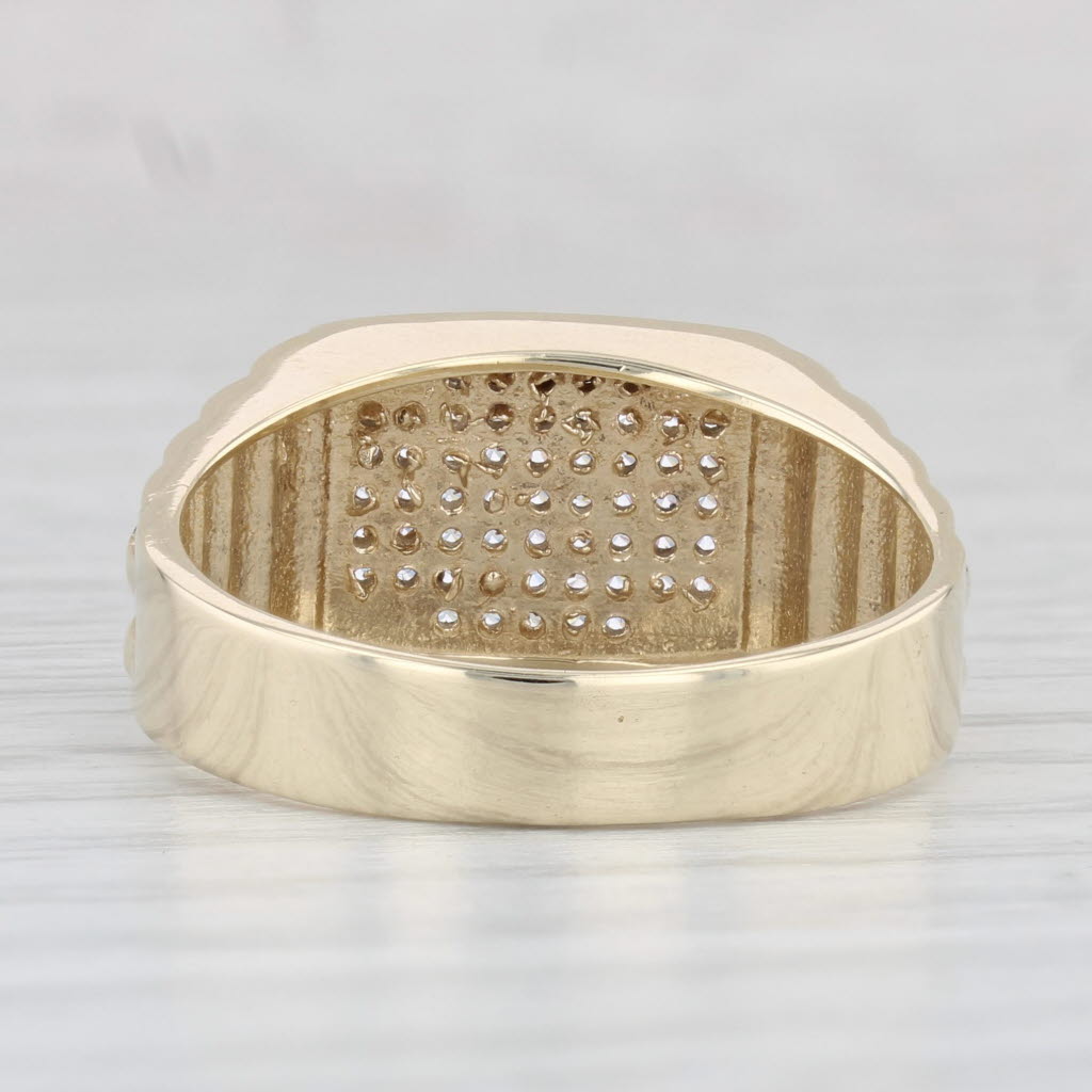 Light Gray 0.25ctw Cubic Zirconia Ring 10k Yellow Gold Size 10 Men's