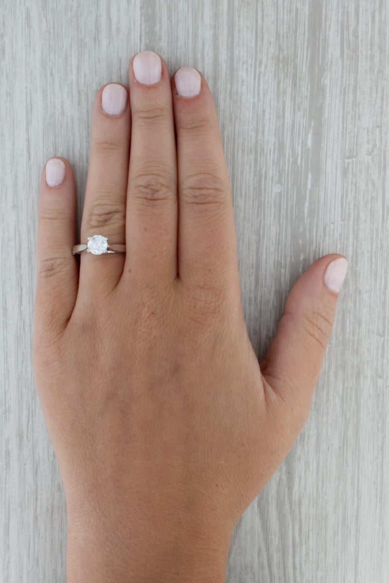Dark Gray 0.97ct Round Diamond Engagement Ring 14k White Gold Size 7 GSL Copy
