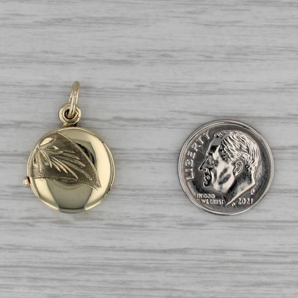 Vintage Sliding Picture Locket Pendant 14k Yellow Gold Charm