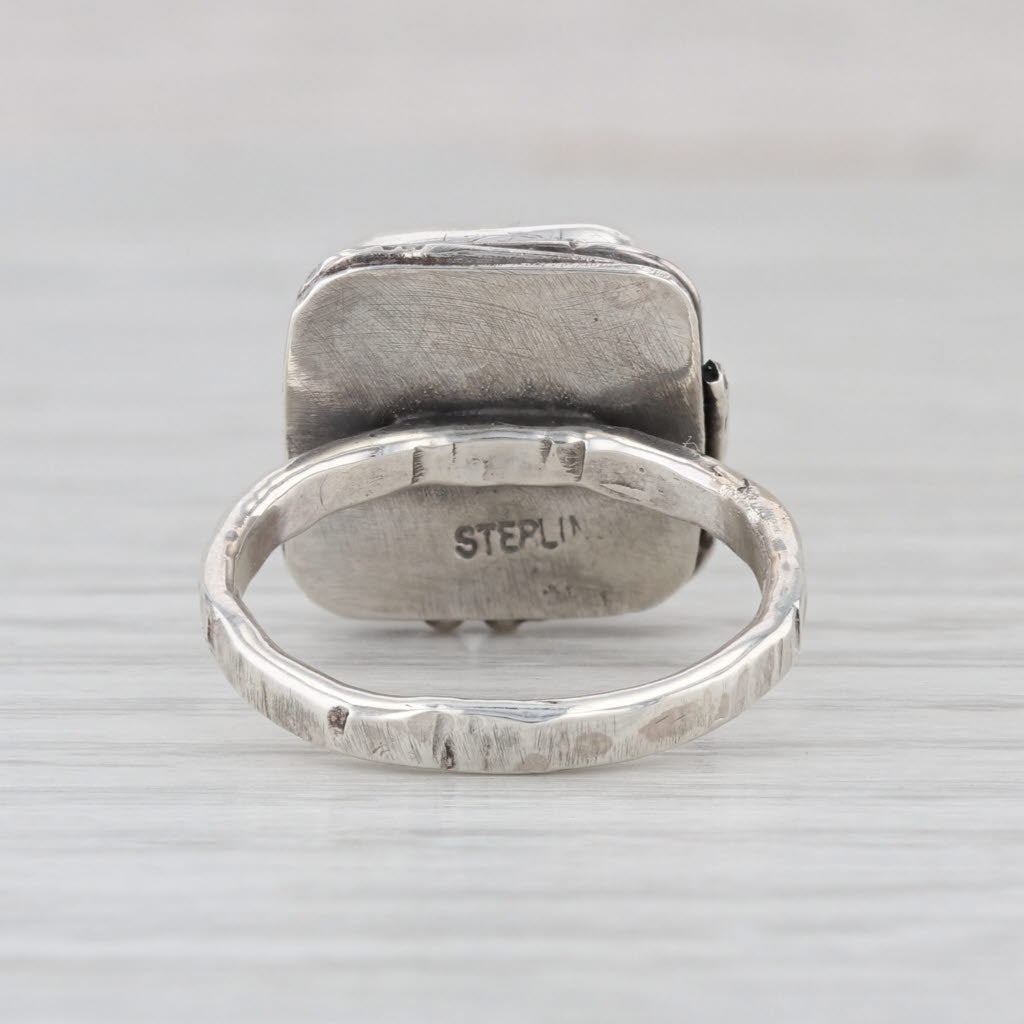 Bezel Set Cultured Pearl Solitaire Ring Sterling Silver Size 6.5