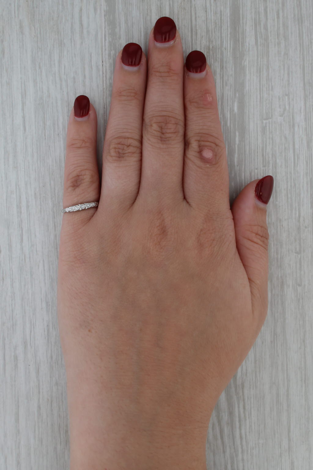 Vintage Diamond Ring 14k White Gold Size 5.25 Bridal Wedding Band