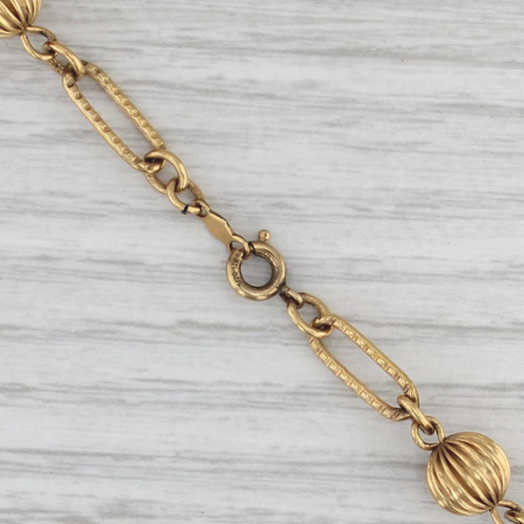 Vintage Bead Station Cable Chain Necklace 12k Gold Filled 31" Stackable AS IS