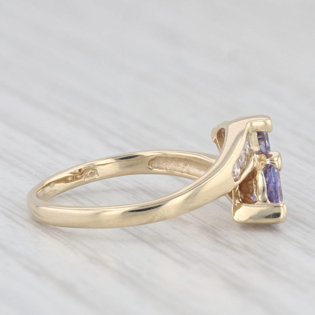 Light Gray 0.59ctw Tanzanite Diamond Bypass Ring 10k Yellow Gold Size 5.25