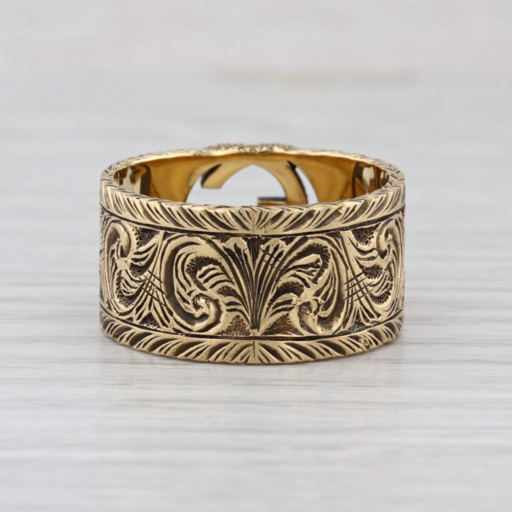 Gucci Arabesque Ring 18k Yellow Gold Ornate Floral Band