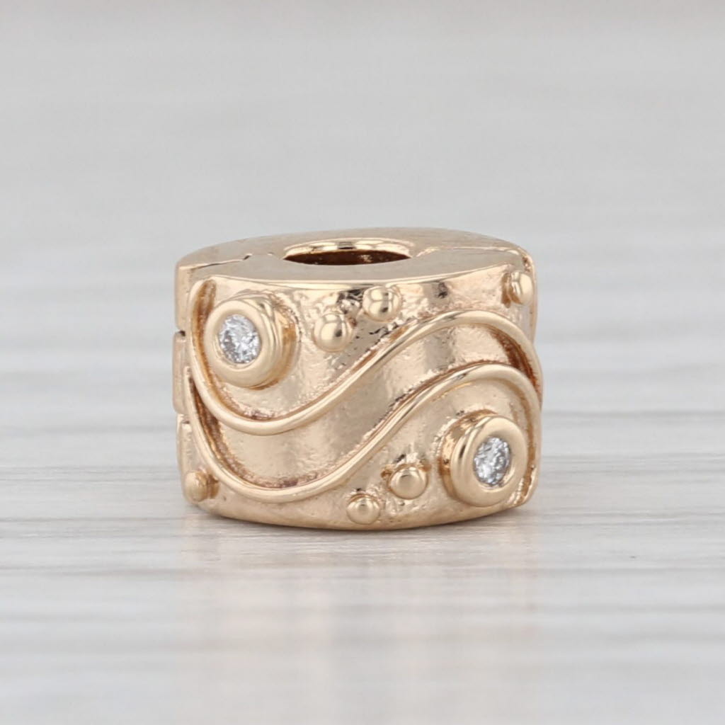 Pandora Babbling Brook Clip 14k Yellow Gold Diamond Charm 750418D