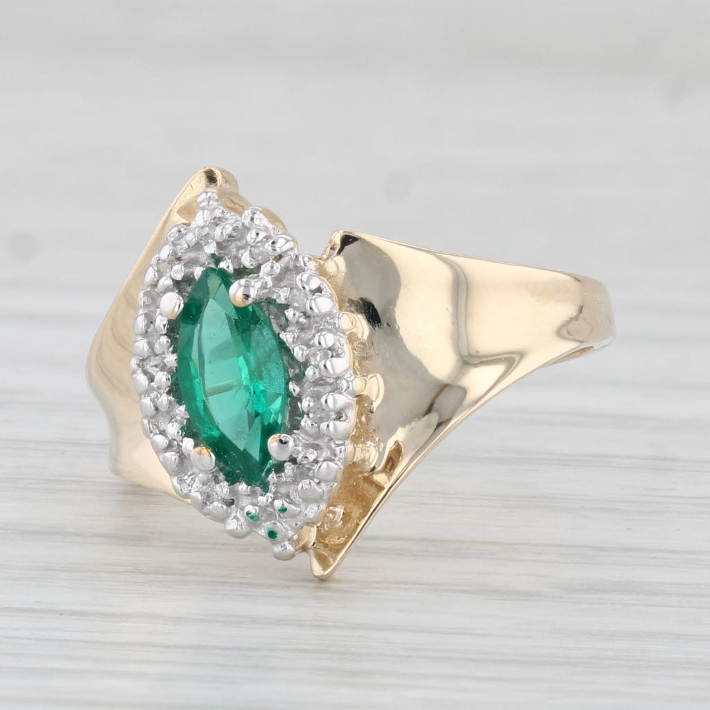 Light Gray 0.53ctw Lab Created Emerald Diamond Halo Ring 10k Yellow Gold Size 6.75