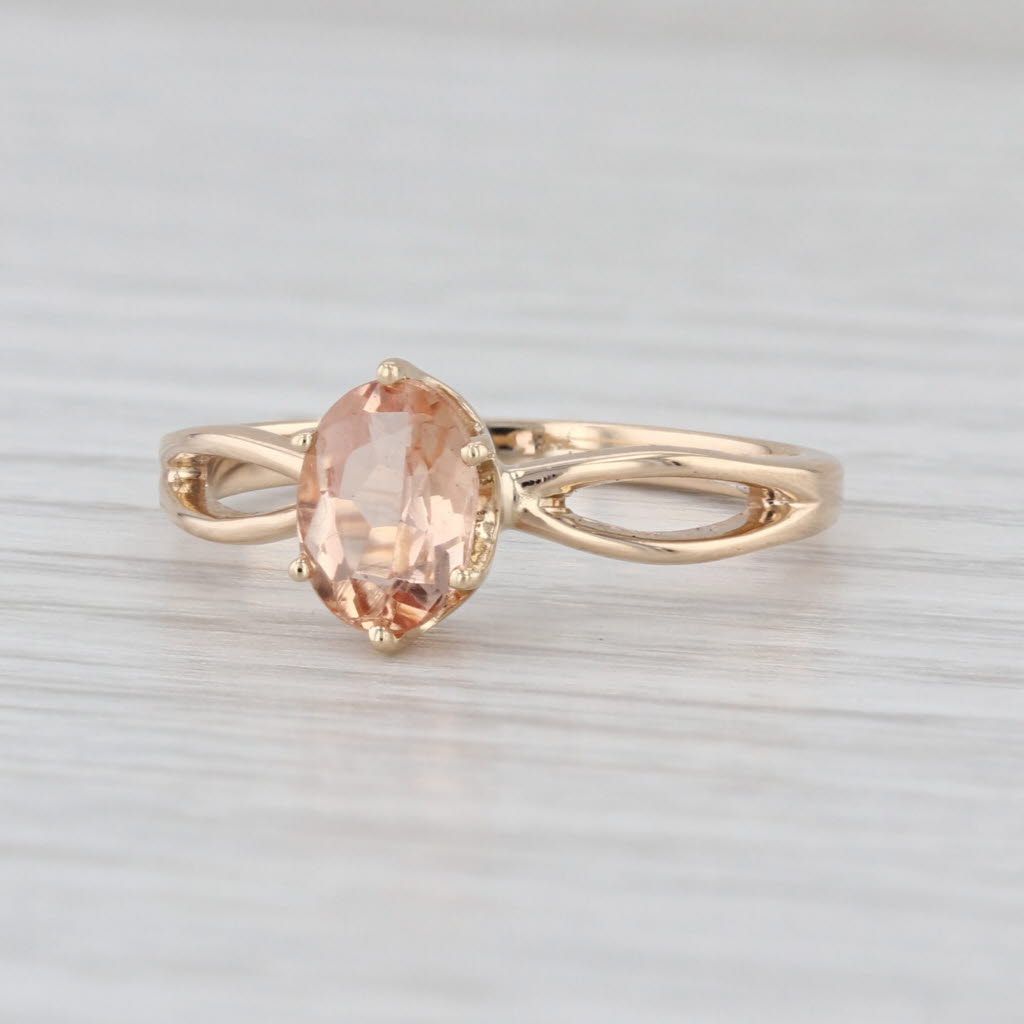 0.84ct Oval Solitaire Peach Orange Topaz Ring 14k Rose Gold Size 6.25