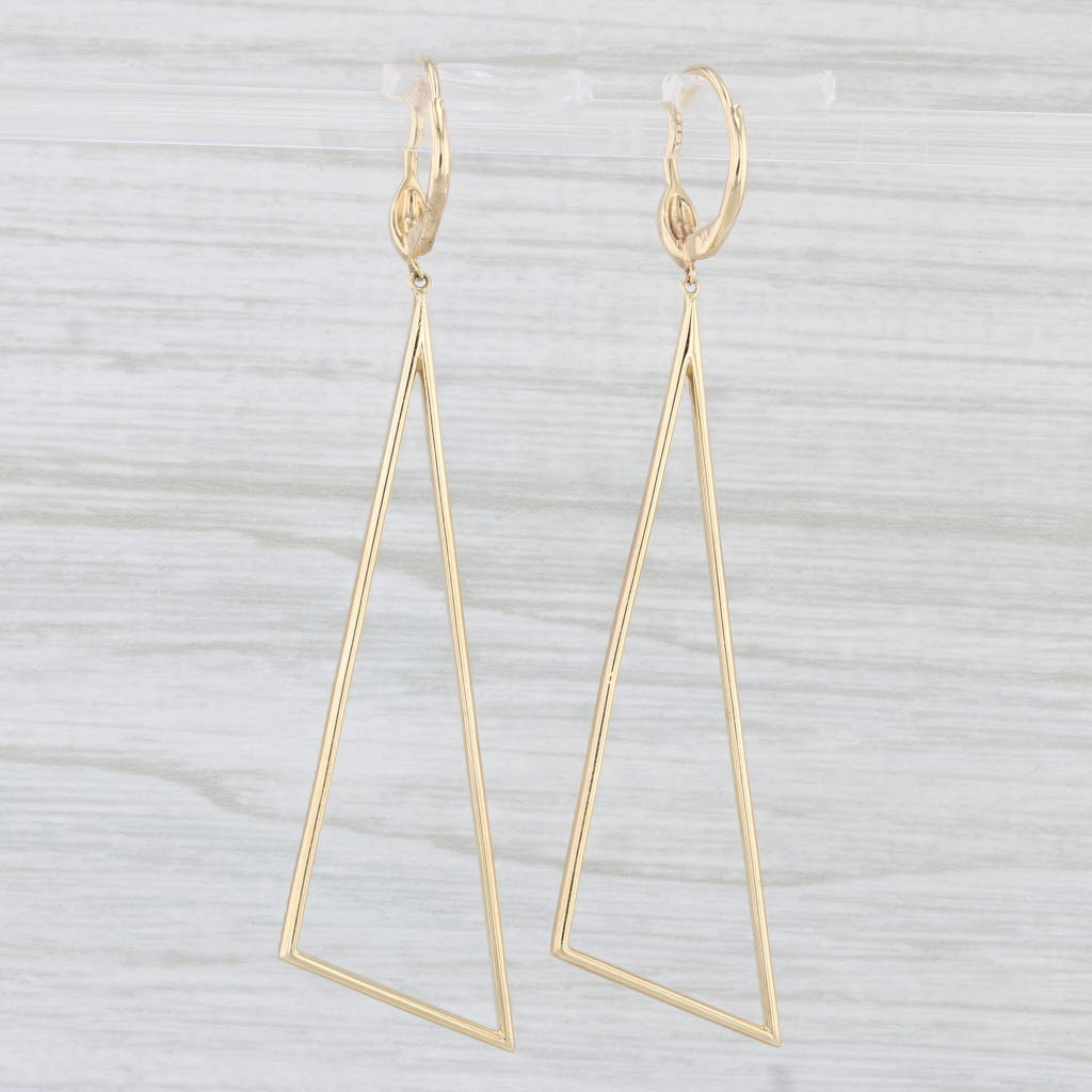 Light Gray New 0.36ctw Diamond Abstract Triangle Earrings 14k Yellow Gold Statement Dangles