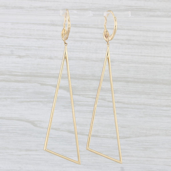 New 0.36ctw Diamond Abstract Triangle Earrings 14k Yellow Gold Statement Dangles