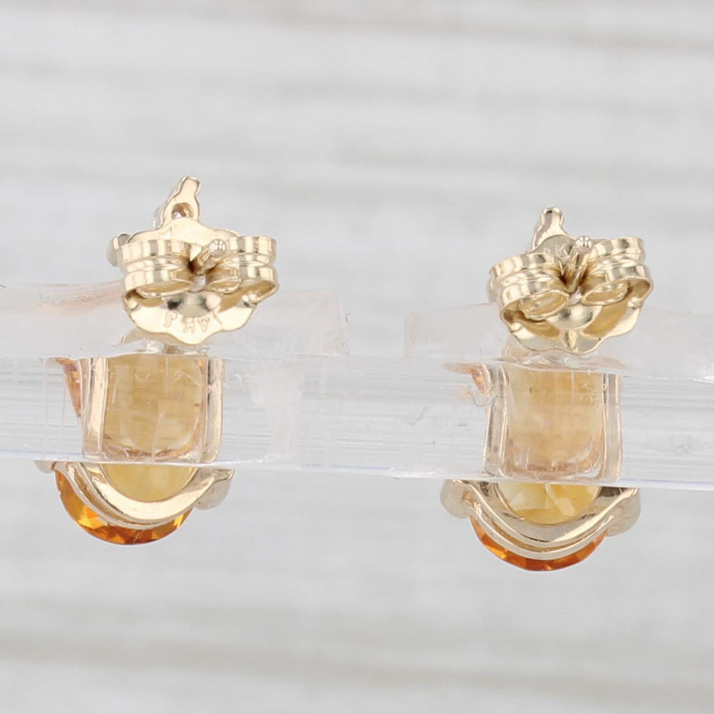 Light Gray 1.57ctw Citrine Diamond Teardrop Stud Earrings 14k Yellow Gold