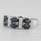 2.14ctw Blue Sapphire Diamond Ring 14k White Gold Size 9