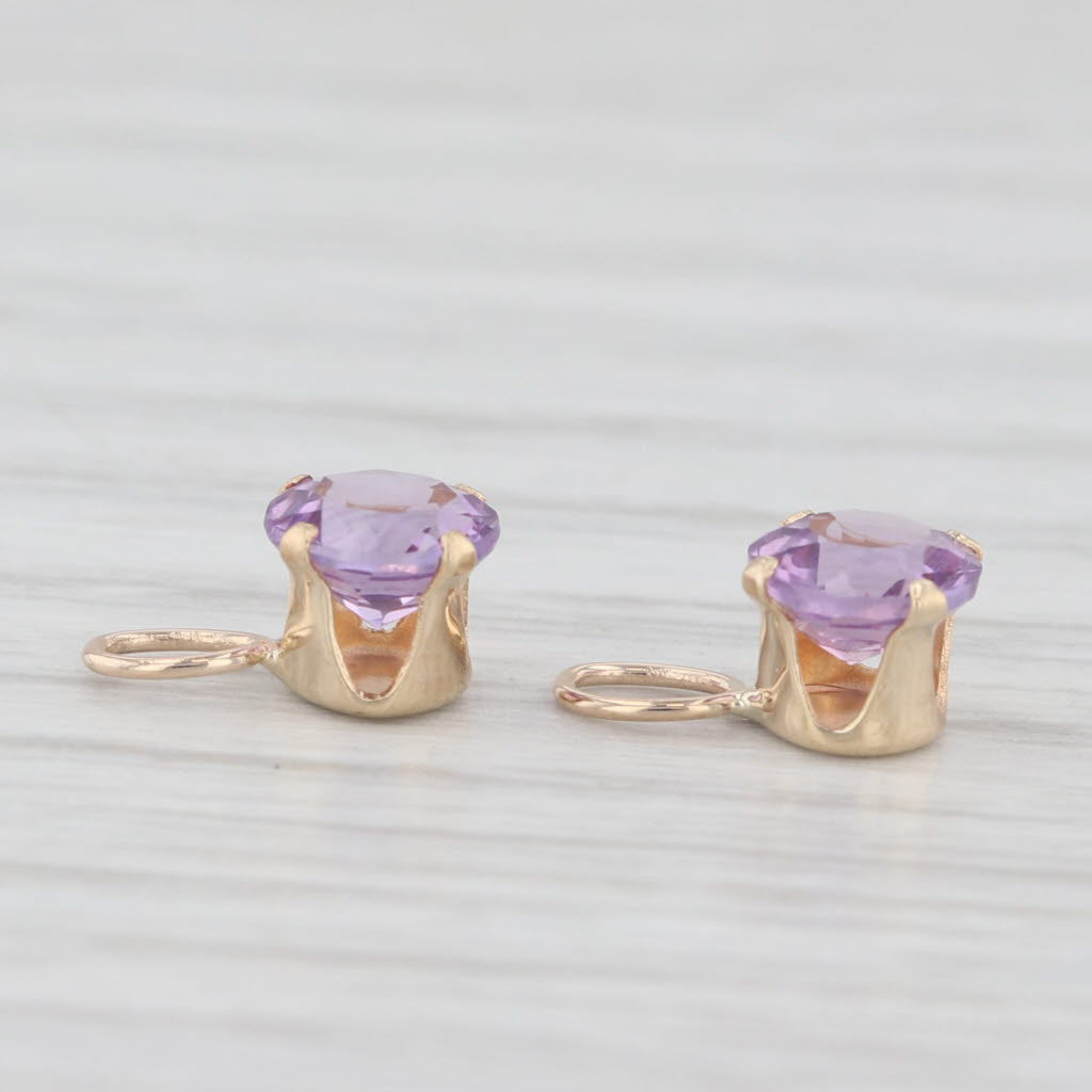 Light Gray 0.96ctw Amethyst Solitaire Earrings Enhancer Charms 14k Yellow Gold