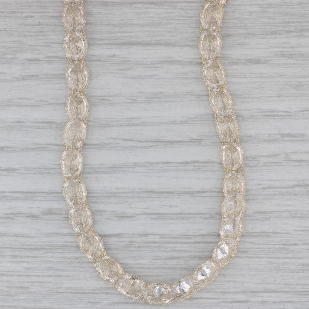 Gray 93ctw Cubic Zirconia Mesh Chain Necklace 14k Yellow Gold 17.5" 6.2mm