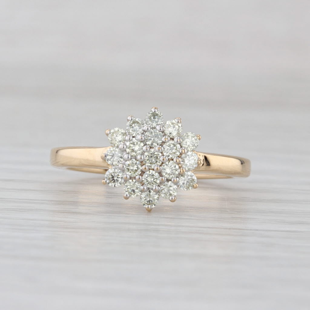 0.59ctw Diamond Cluster Ring 18k Yellow Gold Size 8 COA Engagement