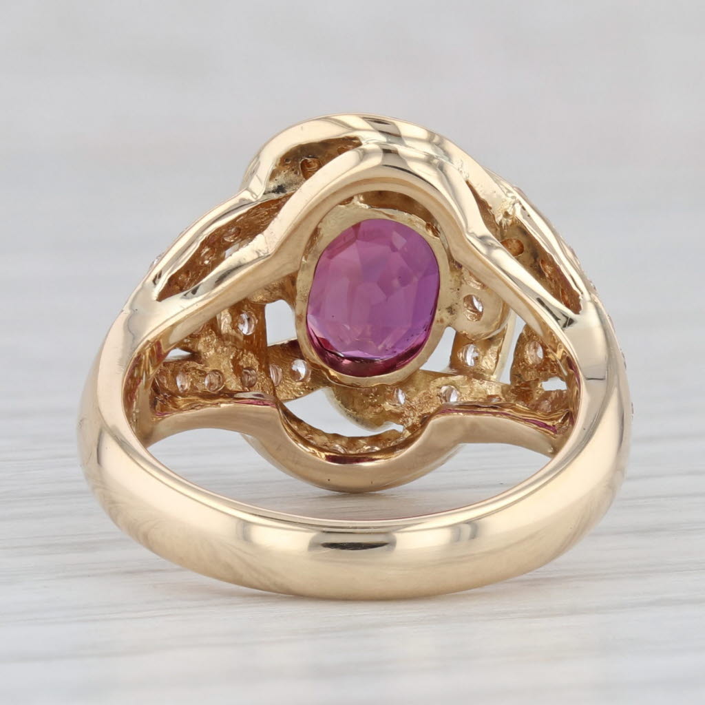 Light Gray 3.18ctw Ruby Diamond Ring 18k Yellow Gold Size 6.5 Cocktail GIA