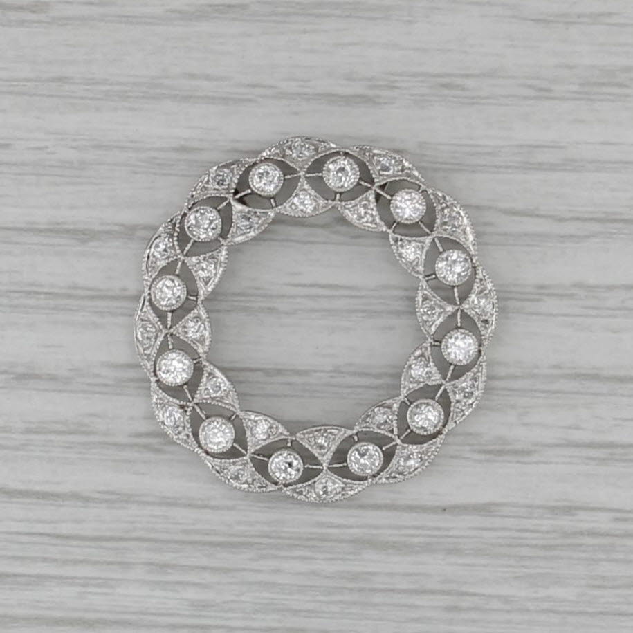 Antique 1.70ctw Diamond Wreath Pendant Platinum Palladium Eternity Circle