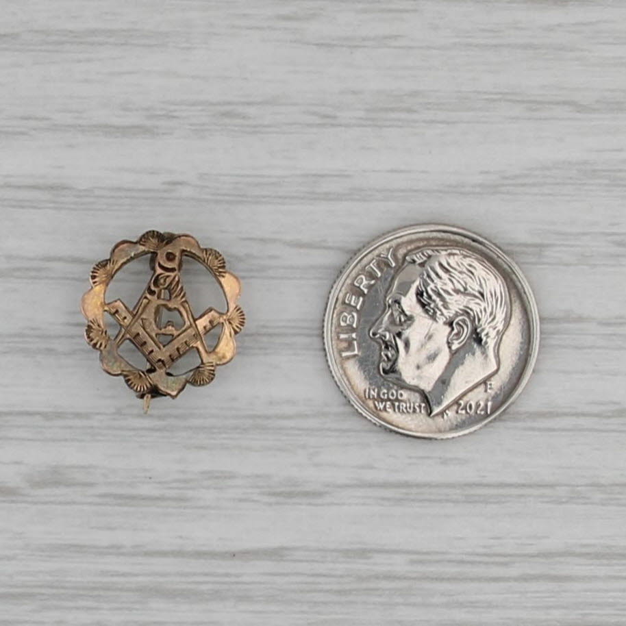 Antique Masonic Pin 5k Gold Square Compass Blue Lodge Emblem Badge
