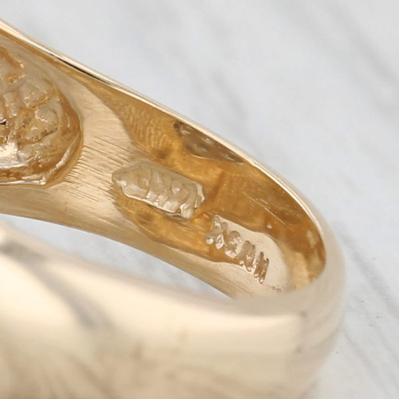 Vintage 0.80ctw Diamond Cluster Men's Belcher Setting Ring 14k Gold Size 9.75