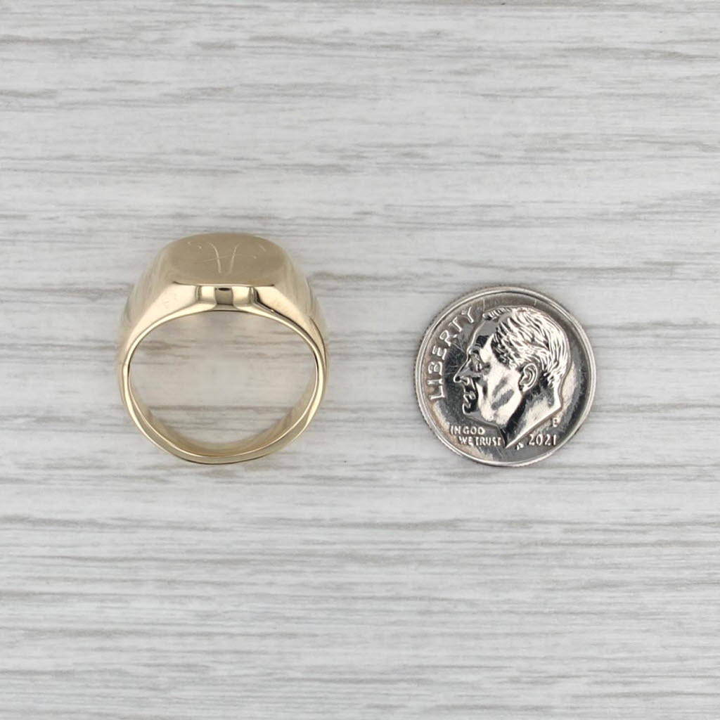 Engraved Scripted Initial Letter A Signet Ring 14k Yellow Gold Size 6.25