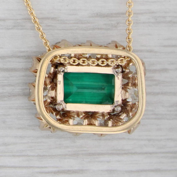 Gray 4.25ctw Antique GIA F1 Emerald Mine Diamond Halo Pendant Necklace 18k Gold 17.5"