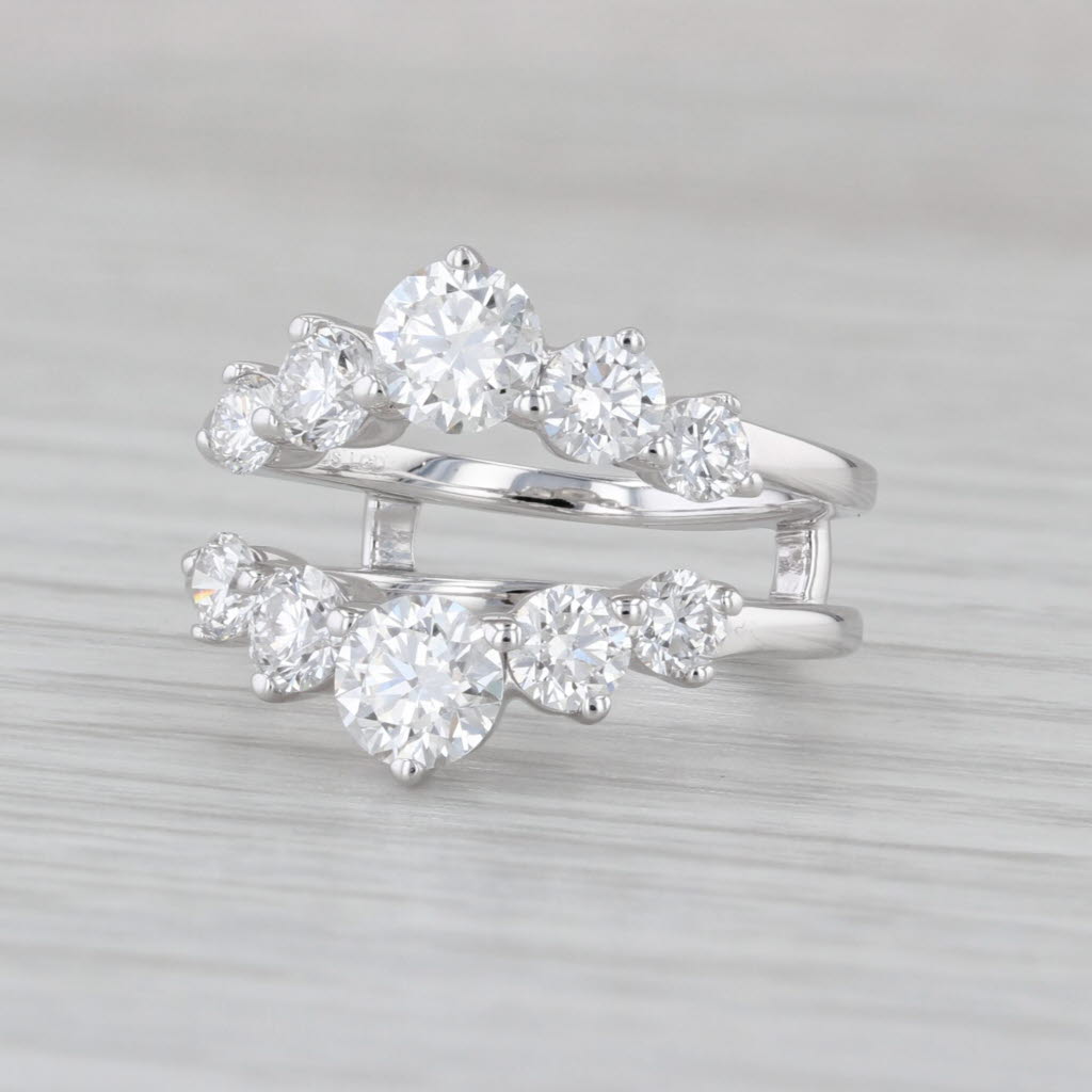 1.95ctw Lab Created Diamond Ring Jacket Guard Enhancer Wedding Bridal 14k Gold