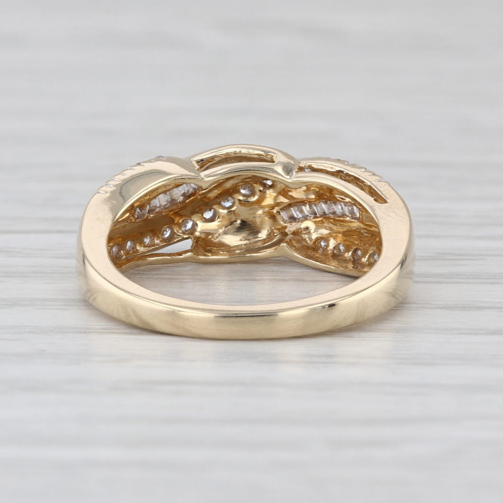 0.17ctw Diamond Bypass Scalloped Ring 14k Yellow Gold Size 6 Wedding Anniversary