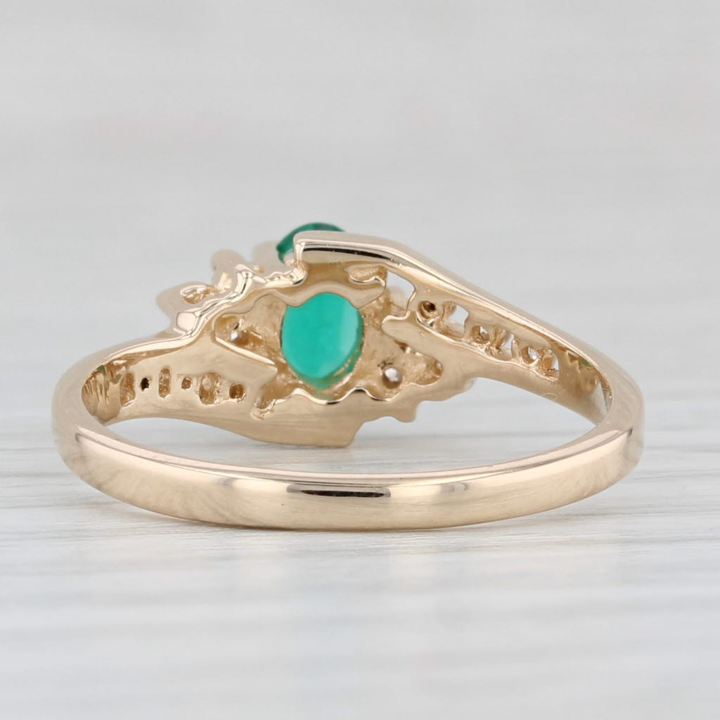 Light Gray 0.47ctw Diamond Lab Created Emerald Ring 14k Yellow Gold Size 6.25