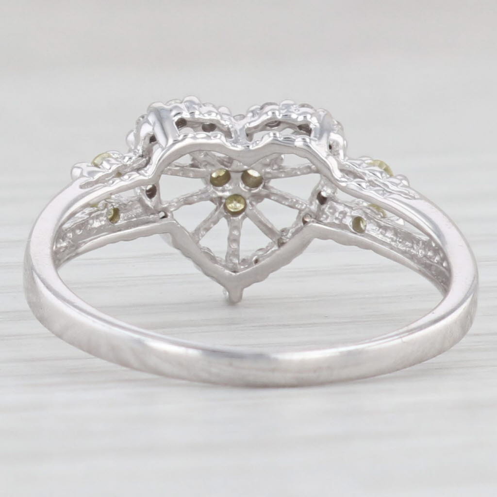 Light Gray 0.23ctw Yellow White Diamond Heart Ring 10k White Gold Size 8