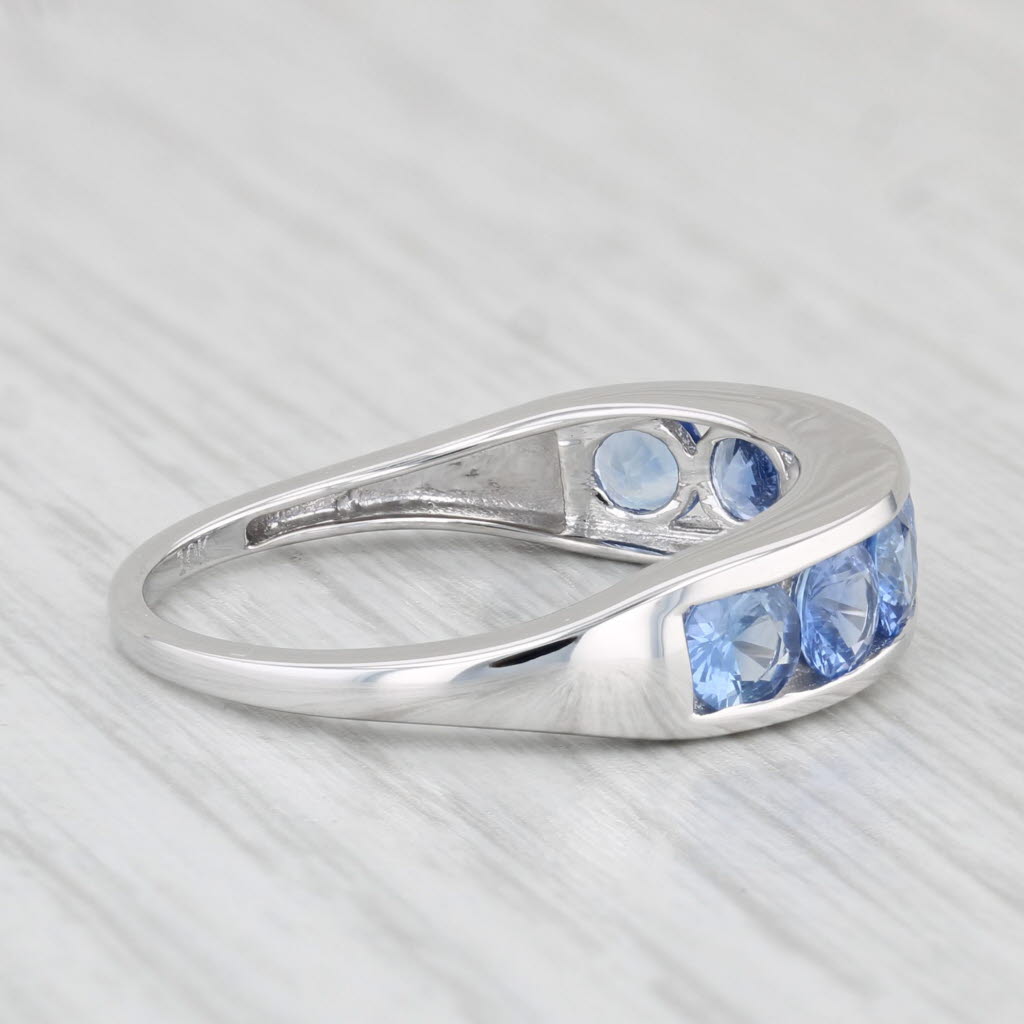 Light Gray 2.55ctw Blue Sapphire Ring 10k White Gold Stackable Wedding Anniversary Band