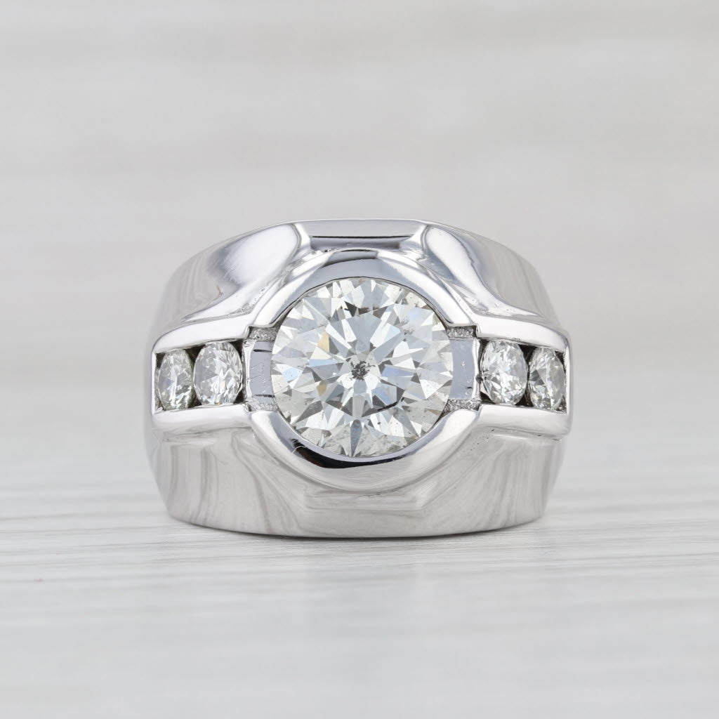 3.75ctw Round Diamond Ring 14k White Gold Size 8 Hearts & Arrows EGL