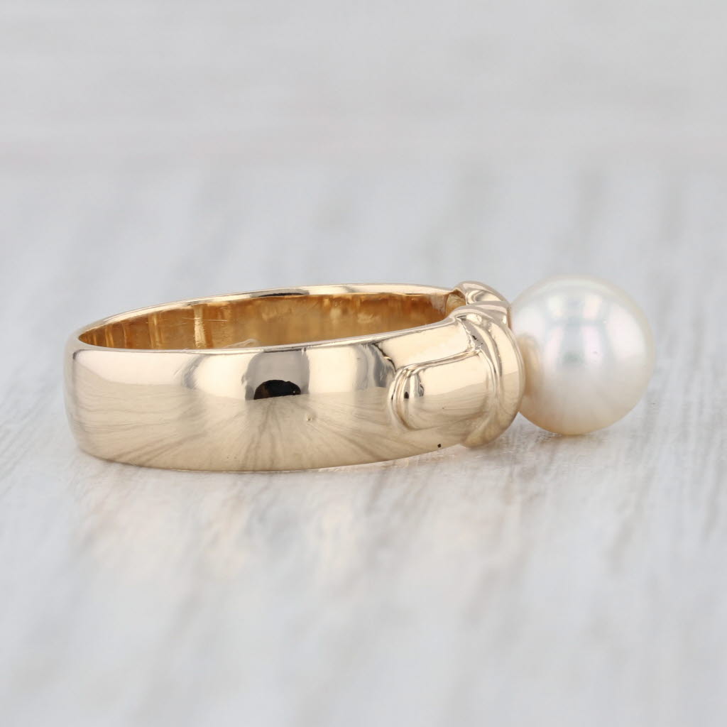 7.4mm Pearl Solitaire Ring 14k Yellow Gold Size 7.25-7.5 Gump's